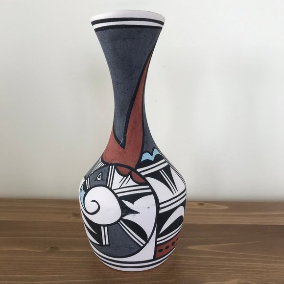 Marilyn Wiley Accents Navajo Art Pottery Vase Tribal Pattern Signed